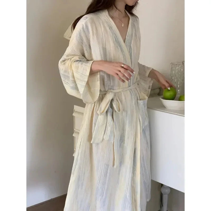 Uvolněný dámský letní župan s kimono designem – Hana
