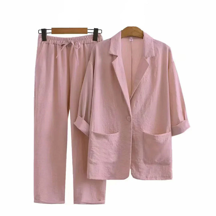Podzimní a stylový dvoudílný set: bunda a rovné dámské kalhoty – Sorella