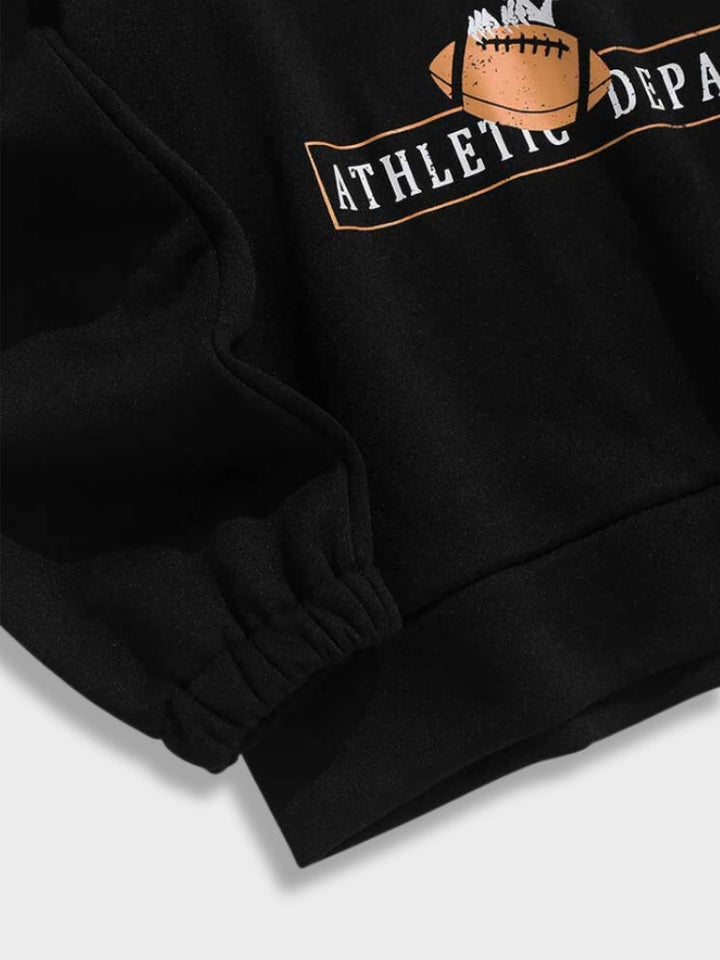 Schwarzer Pullover mit Football-Design, Athletic Department, Baumwolle, Unisex, Sportmode.