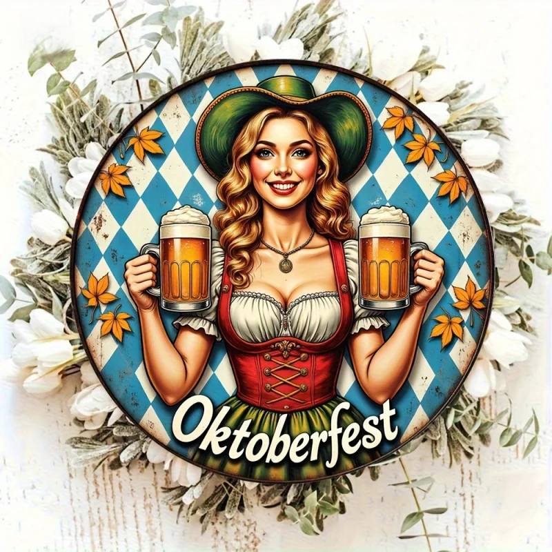 Kulatá nástěnná dekorace "Oktoberfest-Madl" (20 cm) – BierMaid Art Oktoberfest 2025