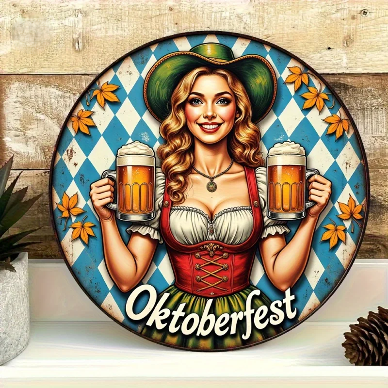 Kulatá nástěnná dekorace "Oktoberfest-Madl" (20 cm) – BierMaid Art Oktoberfest 2025