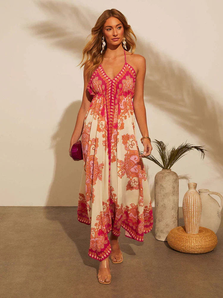 Vzdušné & Stylové Boho-Maxikabát s halterneckem pro ženy – Naya