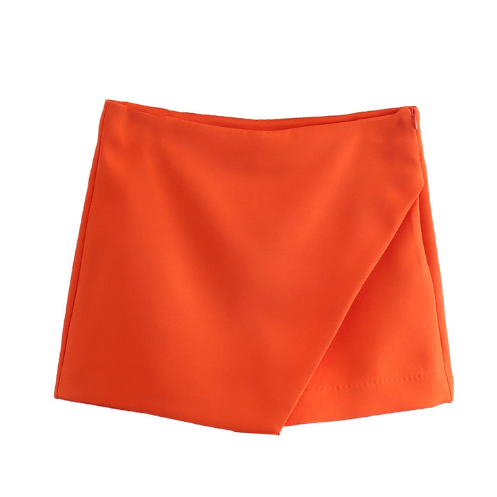 Orange Minirock, Damenmode, Sommerkleidung, elegantes Design, knielang, Polyester.