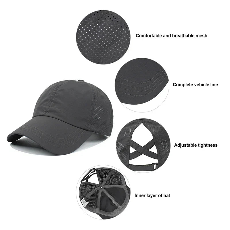 Prodyšná unisex sportovní čepice z pletiva s nastavitelným střihem – AeroCap