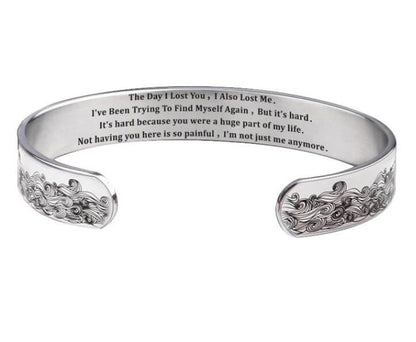 Silberarmreif mit Gravur, florales Muster, offenes Design, eleganter Schmuck für Damen