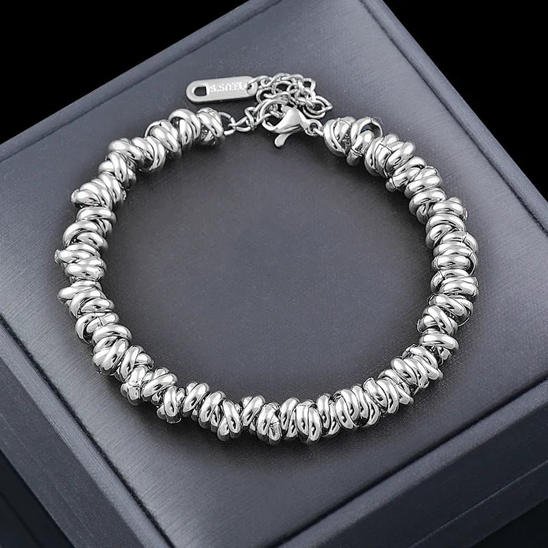 Silberarmband Damen, Knoten-Design, Edelstahl, modisch, Geschenk, Schmuck, elegant