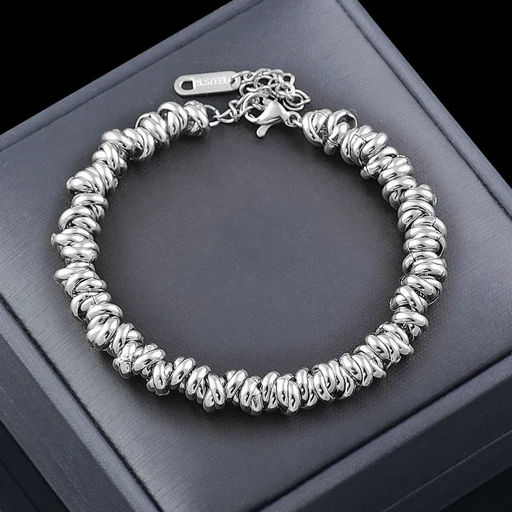 Silberarmband Damen, Knoten-Design, Edelstahl, modisch, Geschenk, Schmuck, elegant