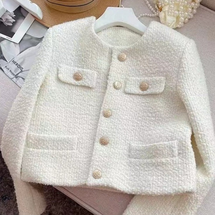Dámská tweedová bunda s kulatým výstřihem – Celeste