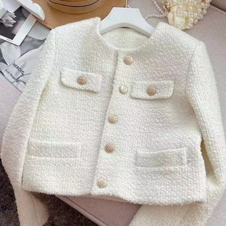 Dámská tweedová bunda s kulatým výstřihem – Celeste