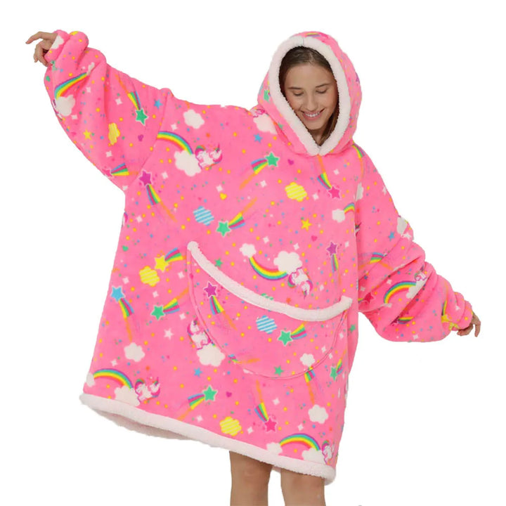 Přehnaná fleecová deka s kapucí a kapsami – SnugJoy