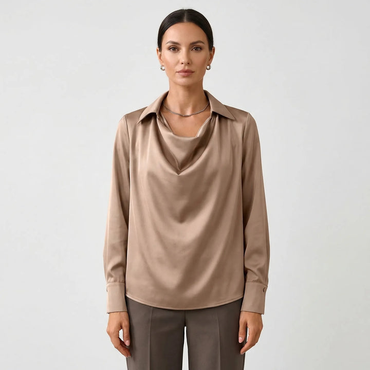 Satin-Finish Collared Women's Top - Janice