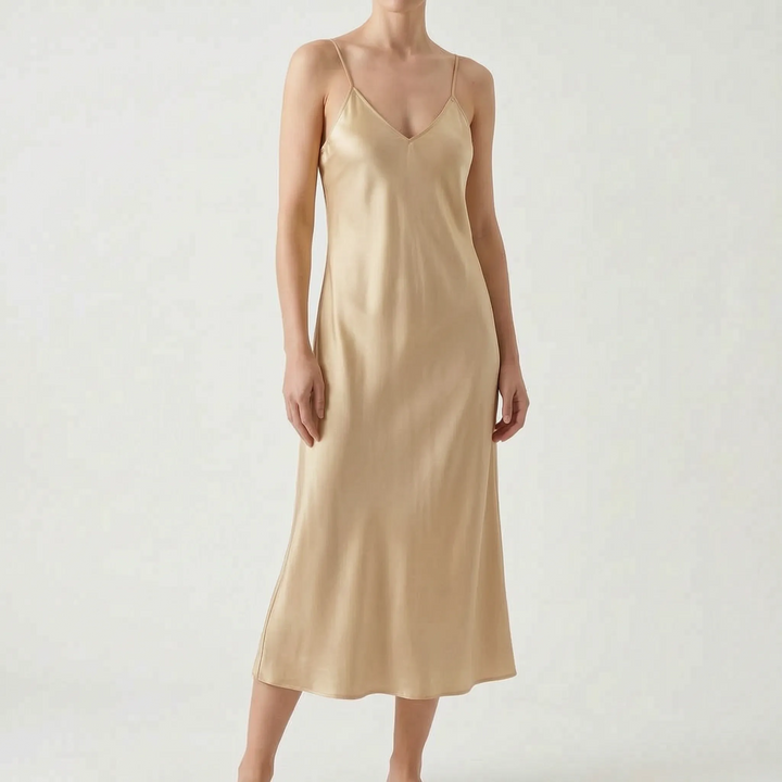 Satin Texture Slip Dress -  Lois