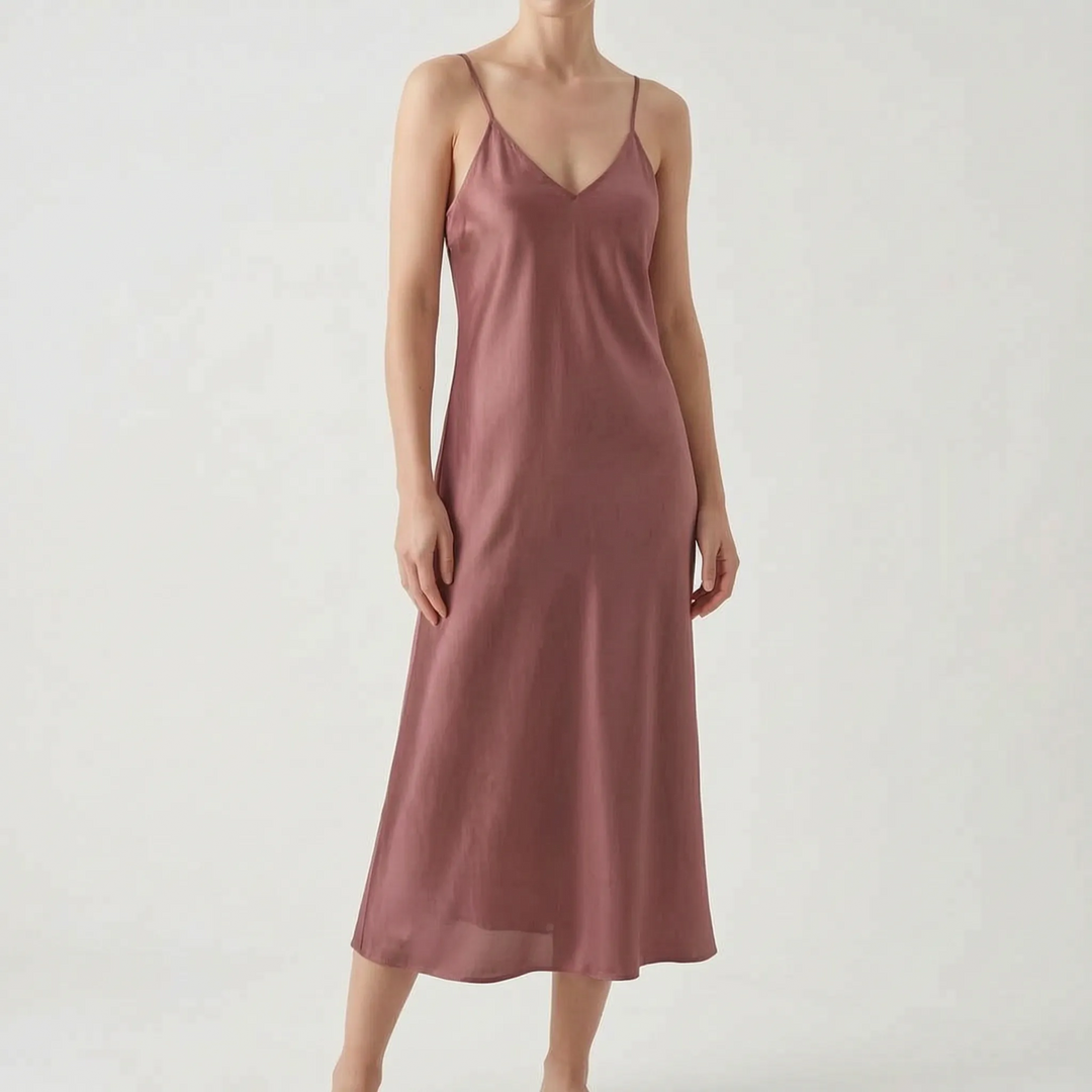 Satin Texture Slip Dress -  Lois
