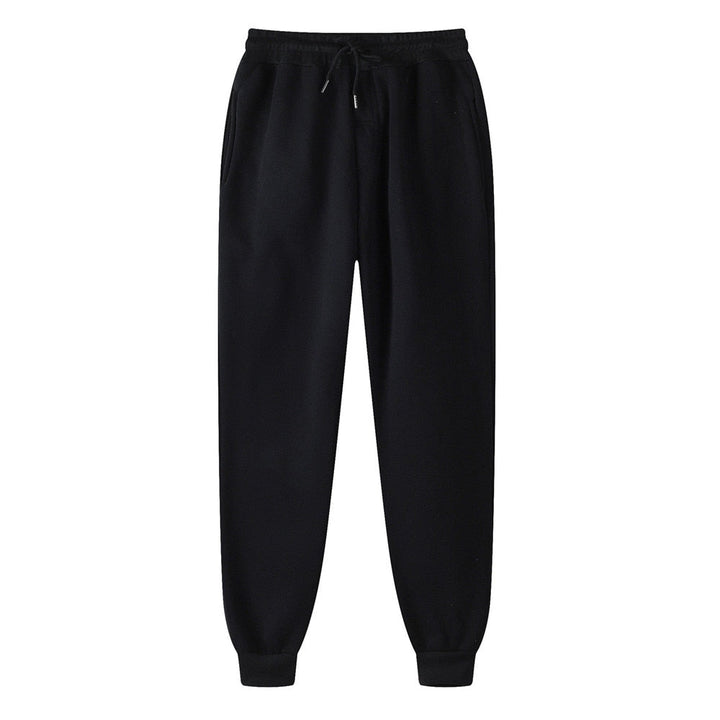 Schwarze Jogginghose aus Baumwolle, elastischer Bund, Kordelzug, bequeme Sportbekleidung.