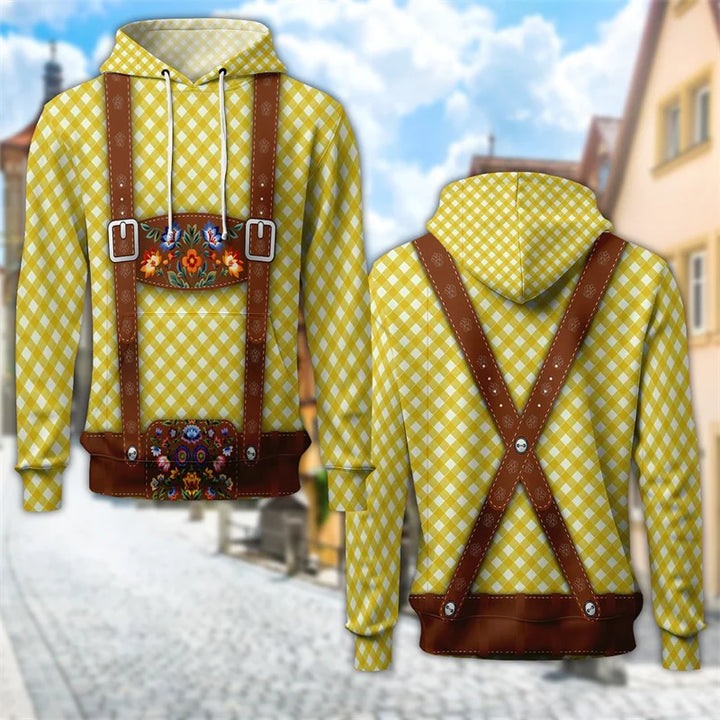 3D trachtenová mikina s kapucí a potiskem piva – ProstZeit Oktoberfest 2025