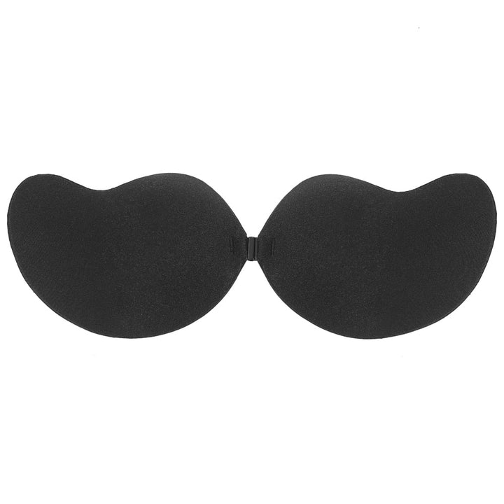 Schwarzer trägerloser Push-up-BH, selbstklebend, nahtlos, unsichtbar, für rückenfreie Kleidung.