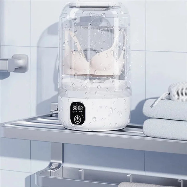 Přenosná mini pračka s LED displejem pro cestování a malé kusy oblečení