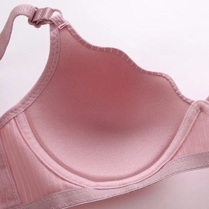 Rosa BH ohne Bügel, nahtlos, bequem, Damenunterwäsche, weiches Material, Alltagsgebrauch.