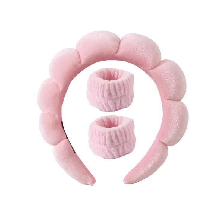 Plyšová lázeňská čelenka a náramek - Fluffiea