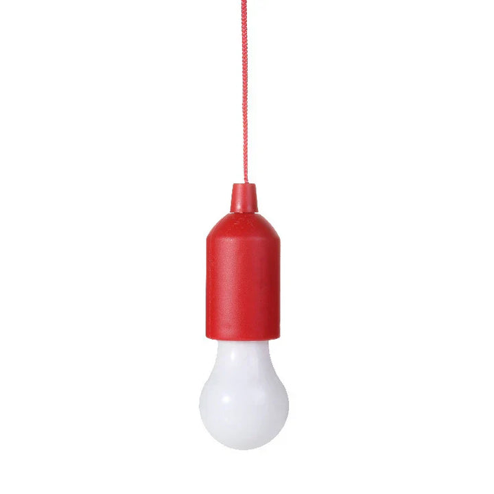 Rote Hängelampe mit weißer Glühbirne, modernes Design, Kunststoff, Innenbeleuchtung.