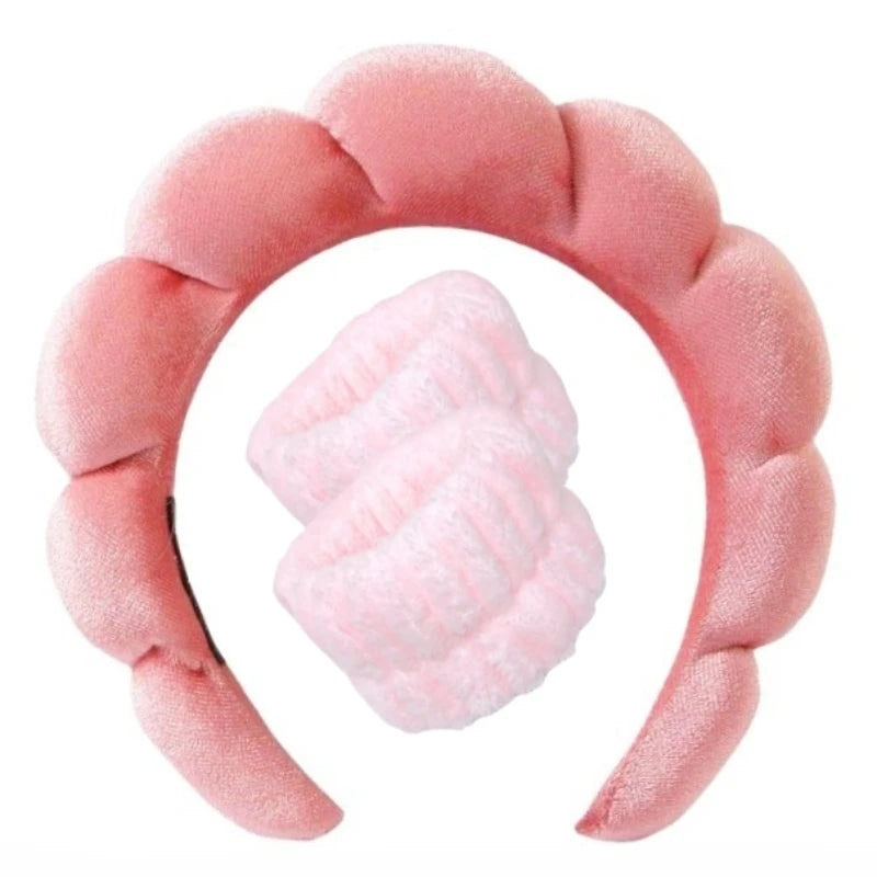 Plyšová lázeňská čelenka a náramek - Fluffiea