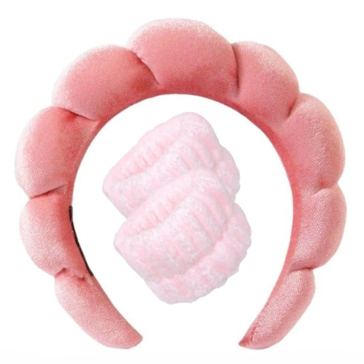 Plyšová lázeňská čelenka a náramek - Fluffiea