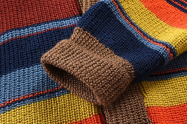 Pánský pletený cardigan s barevným blokem a geometrickým vzorem – Leandro