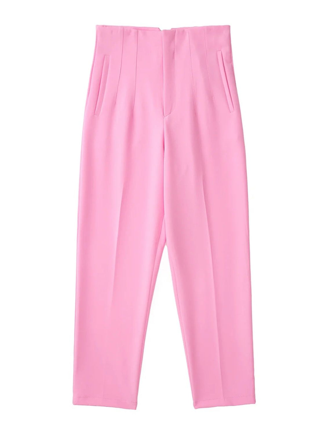 Rosa Damenhose, hohe Taille, elegantes Design, modische Damenbekleidung, Frühlingstrend.