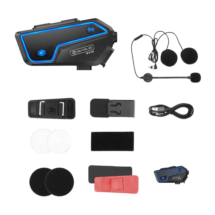 Bluetooth motocyklový interkom pro 10 jezdců & IP67 vodotěsný – RideSync