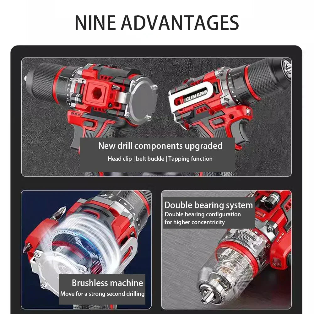 Akumulátorový bezkartáčový rázový utahovák 20 V – DrillMate
