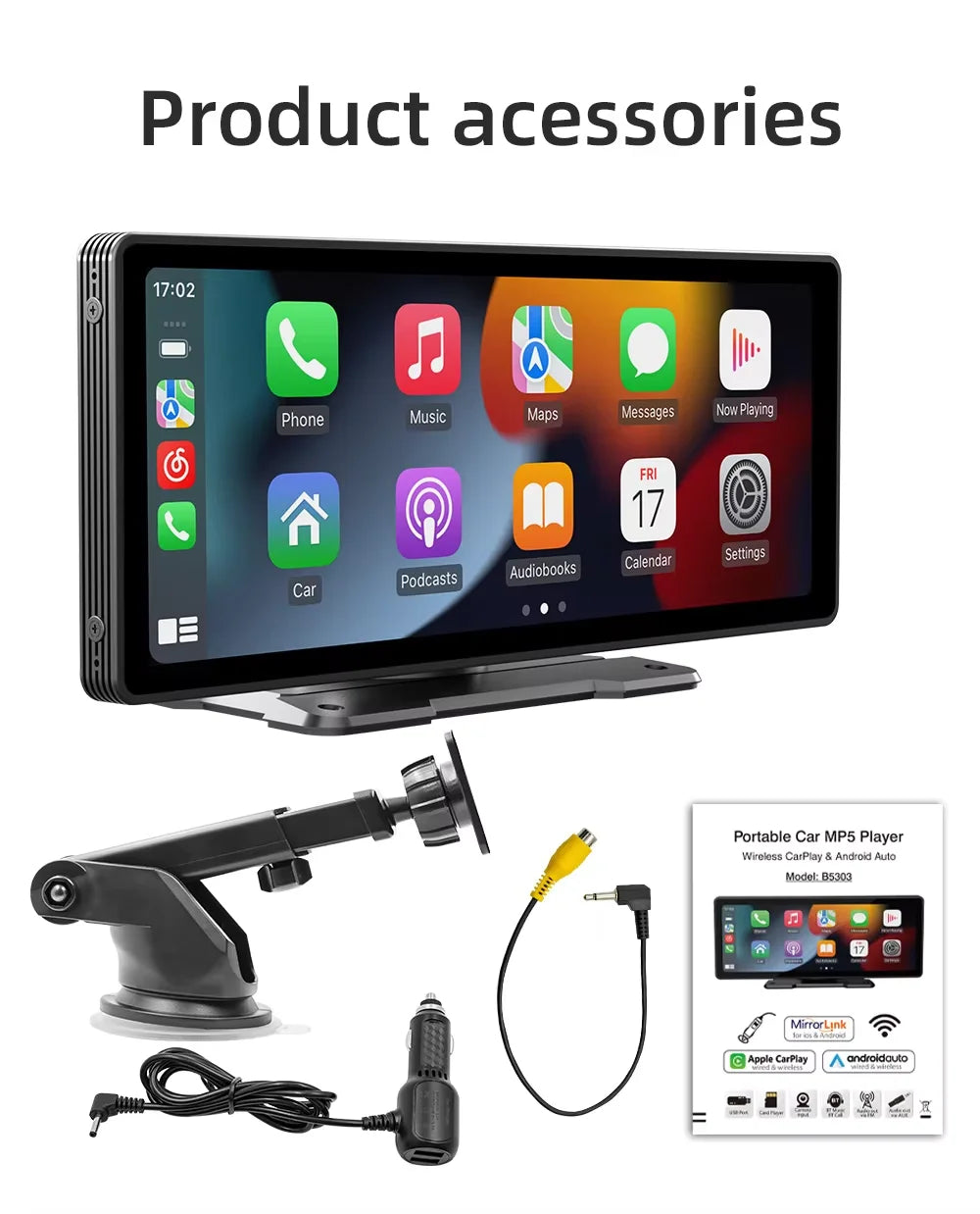 Univerzální 10,26palcový (26,06 cm) multimediální přehrávač do auta s bezdrátovým CarPlay a Android Auto