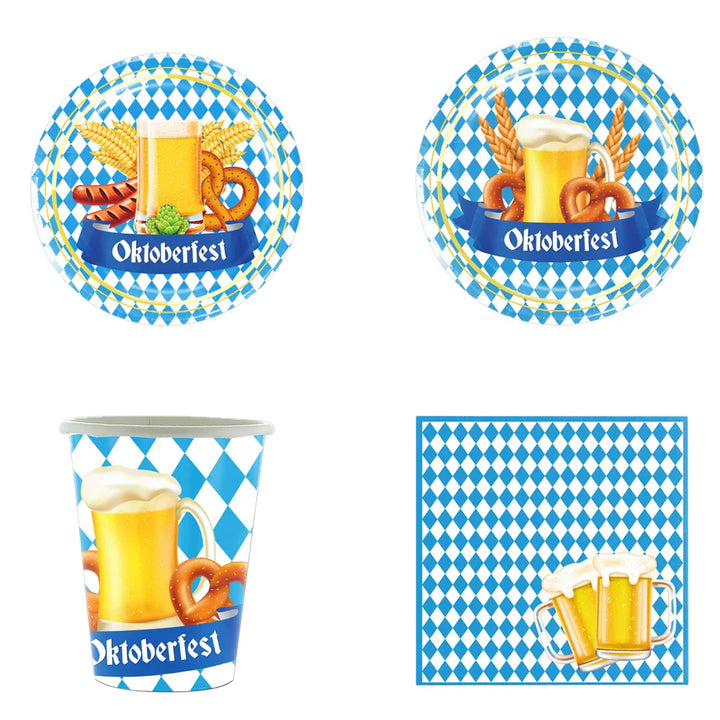Jednorázová party servisní sada v designu Oktoberfest (včetně ubrusu) – GaudiSet Oktoberfest 2026