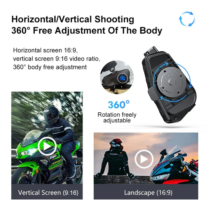 Bluetooth kamera do motocyklové přilby 1080P HD, vodotěsná – ApexRide