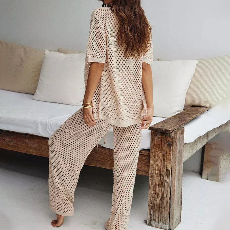 Vzdušný a stylový letní outfit s výřezy a dlouhými kalhotami pro ženy – Liora