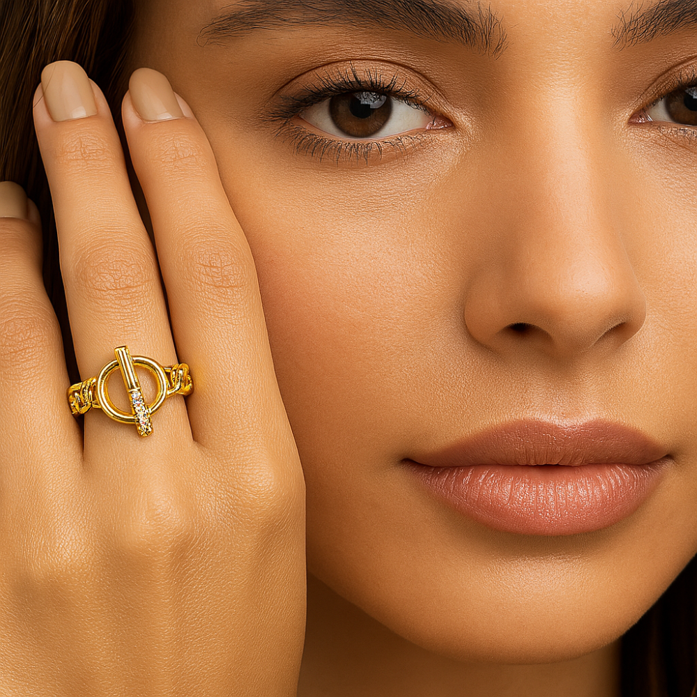 Schnallering | Gotic Open OT Schnalle Kette Ringe pro ženy