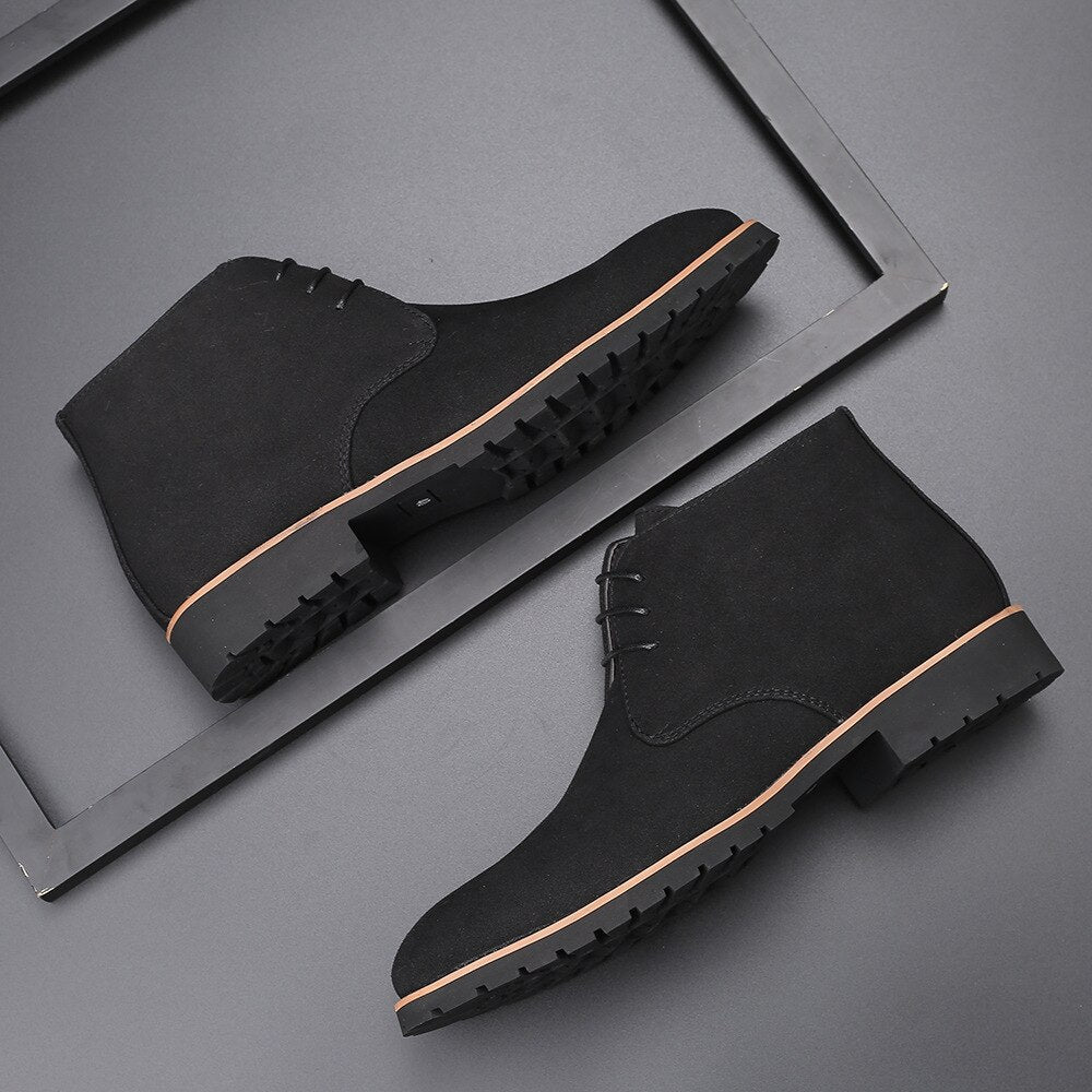 Schwarze Herren-Chelsea-Stiefel, Wildleder, rutschfest, modisch, Frühling, Freizeit.