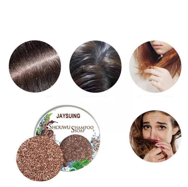 Jaysuing Shouwu Shampoo Seife, braun, gegen Haarausfall, natürliche Haarpflege, 100g.