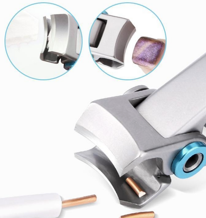 Kabelschneider aus Metall, silber, mit blauen Akzenten, für präzises Schneiden von Kabeln.