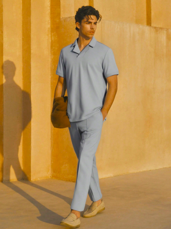 Moderní šedý letní outfit pro muže – Nico