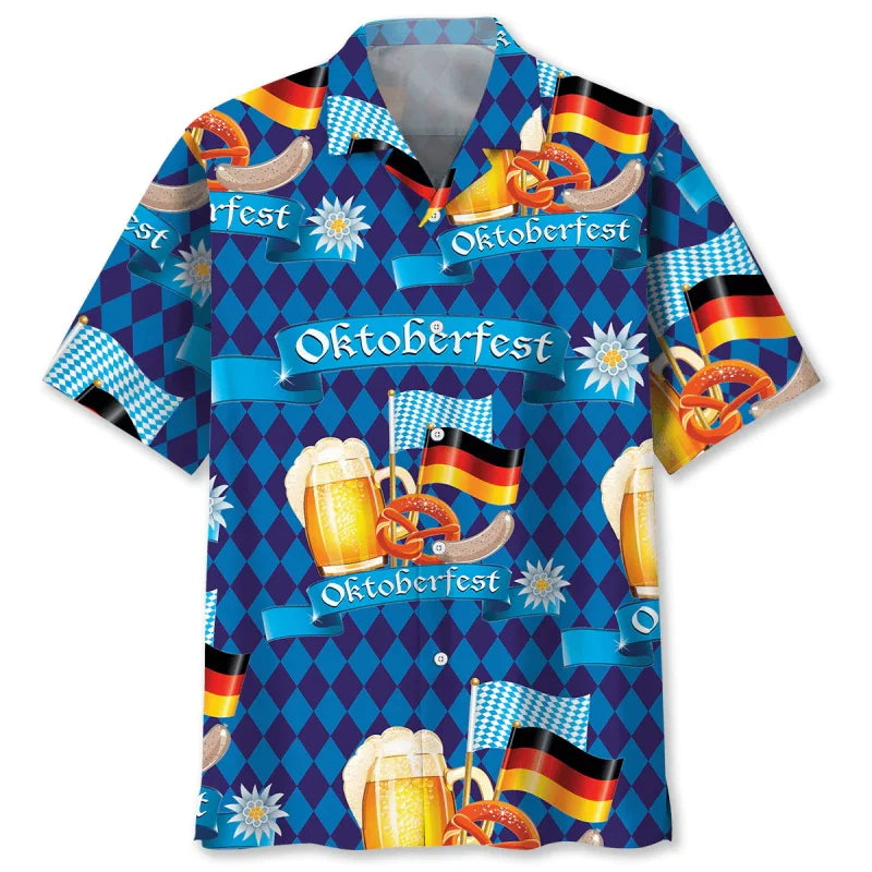 Havajská košile s vzorem piva a preclíků – FeierLaune Oktoberfest 2025