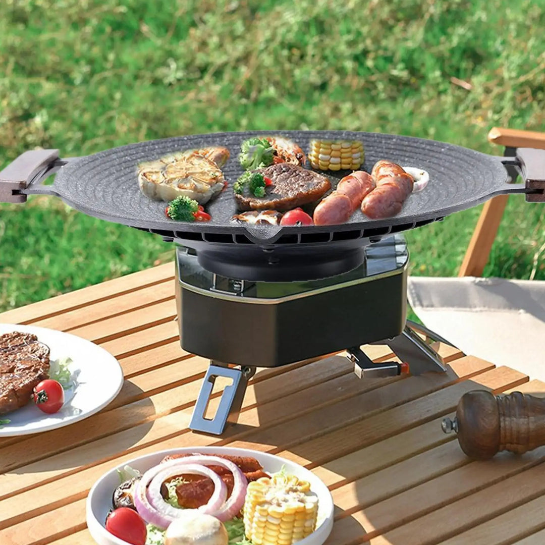Přenosná hliníková grilovací pánev s rukojeťmi pro kempování a BBQ – Arlo