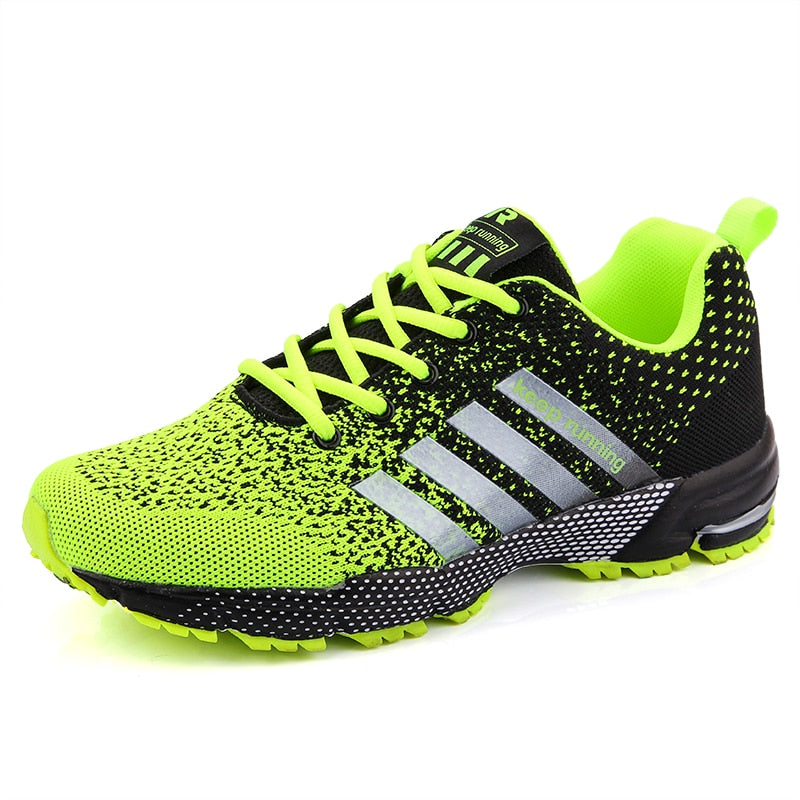 Neongrüner Laufschuh, schwarz-gelb, atmungsaktiv, Sportschuh für Herren, rutschfeste Sohle.
