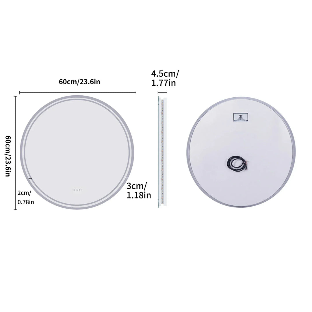 Runder LED-Spiegel 60cm, beleuchtet, Wandmontage, modernes Badezimmer-Design, energiesparend.
