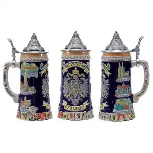 Pivní půllitr s reliéfem a cínovým víkem (0,8 l) – BavariaKrug Oktoberfest 2025
