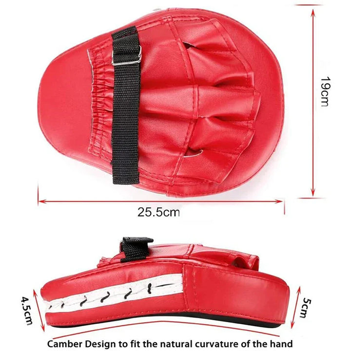 Rote Boxhandschuh-Pratze aus Leder, ergonomisch, 25,5x19cm, für Kampfsporttraining.