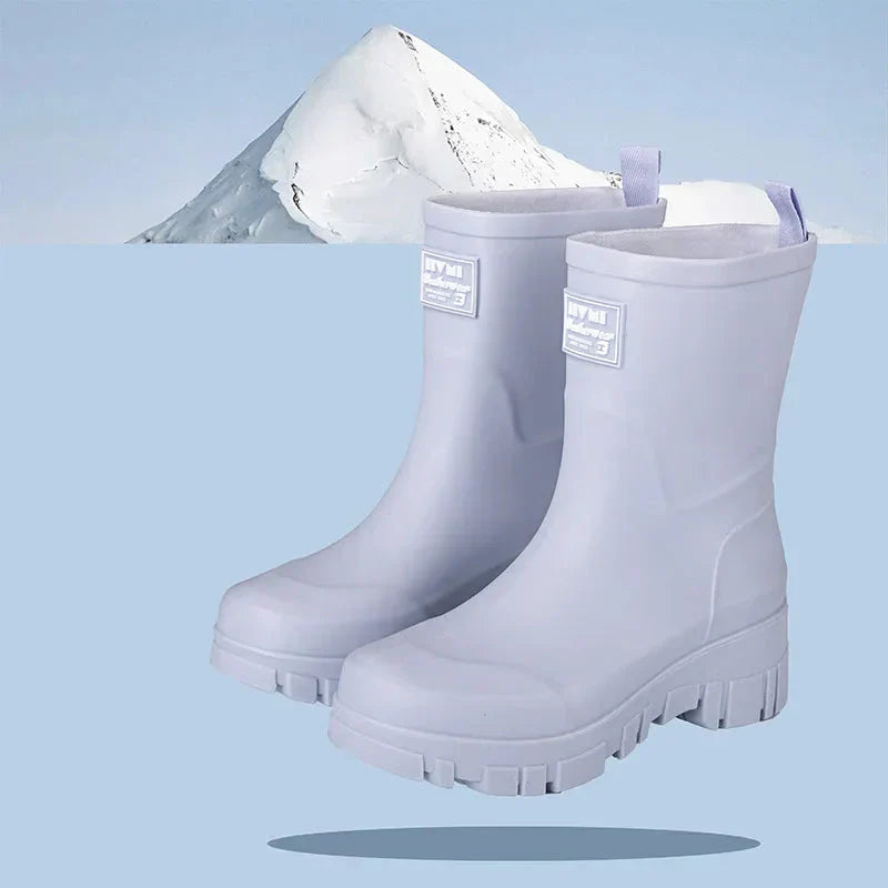 Dámské Chelsea gumové boty vodotěsné s blokovým podpatkem a profilovou podrážkou – Saphira