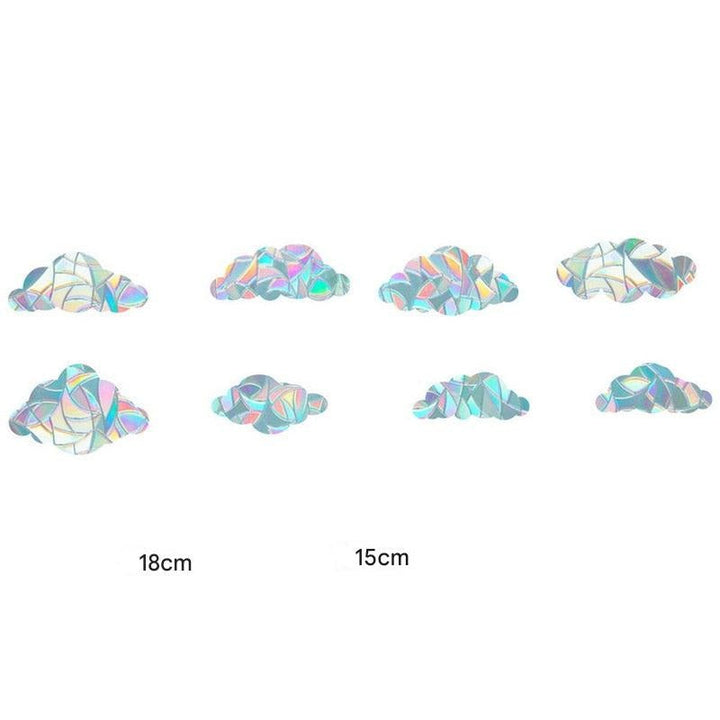 Holografische Wolkenaufkleber, bunt, 18cm und 15cm, dekorativ, geometrisches Design.