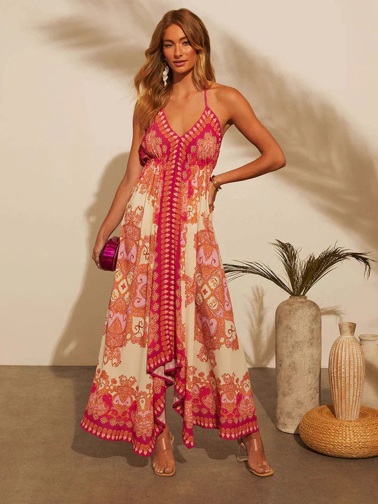 Vzdušné & Stylové Boho-Maxikabát s halterneckem pro ženy – Naya