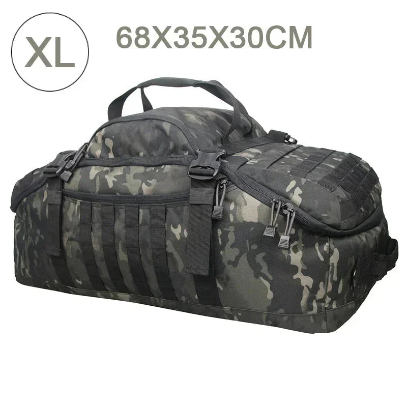 XL Camouflage Reisetasche, 68x35x30cm, robust, vielseitig, ideal für Outdoor-Abenteuer.