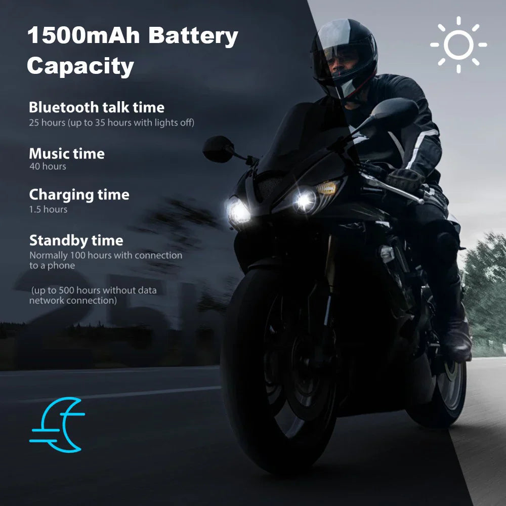 Bluetooth motocyklový interkom pro 10 jezdců & IP67 vodotěsný – RideSync